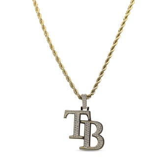GLD Tampa Bay Rays 18K Yellow Gold Logo Pendant & 20" Rope Chain