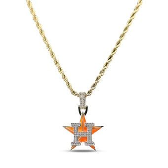 GLD Houston Astros 18K Yellow Gold Logo Pendant & 20" Rope Chain