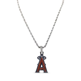 GLD Los Angeles Angels 14K White Gold Logo Pendant & 20" Rope Chain