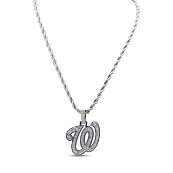 GLD Washington Nationals 14K White Gold Logo Pendant & 20" Rope Chain