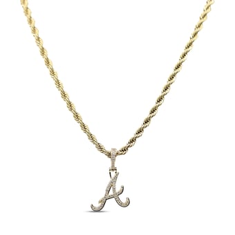 "GLD Atlanta Braves 18K Yellow Gold Logo Pendant & 20"" Rope Chain"