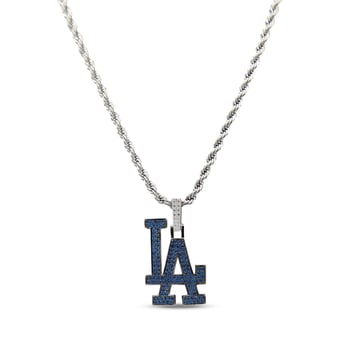 "GLD Los Angeles Dodgers 14K White Gold Logo Pendant & 20"" Rope Chain"