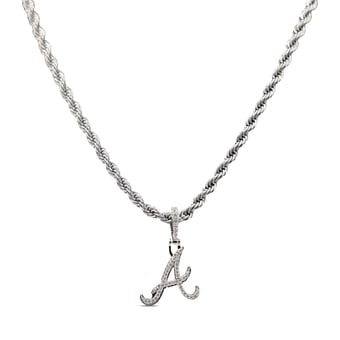 "GLD Atlanta Braves 14K White Gold Logo Pendant & 20"" Rope Chain"