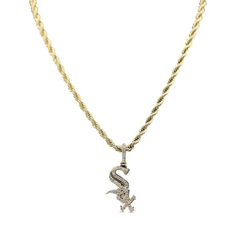 GLD Chicago White Sox 18K Yellow Gold Logo Pendant & 20" Rope Chain