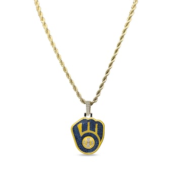 GLD Milwaukee Brewers 18K Yellow Gold Logo Pendant & 20" Rope Chain