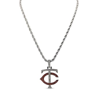 GLD Minnesota Twins 14K White Gold Logo Pendant & 20" Rope Chain