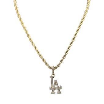 GLD Los Angeles Dodgers 18K Yellow Gold Logo Pendant & 20" Rope Chain