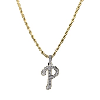 "GLD Philadelphia Phillies 18K Yellow Gold Logo Pendant & 20"" Rope Chain"