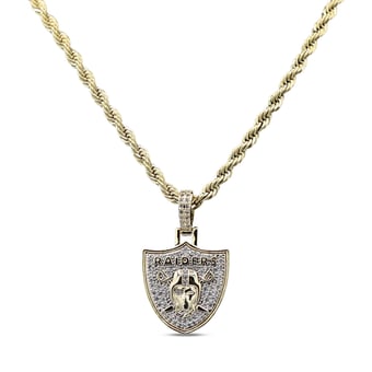 GLD Las Vegas Raiders 18K Yellow Gold Logo Pendant & 20" Rope Chain
