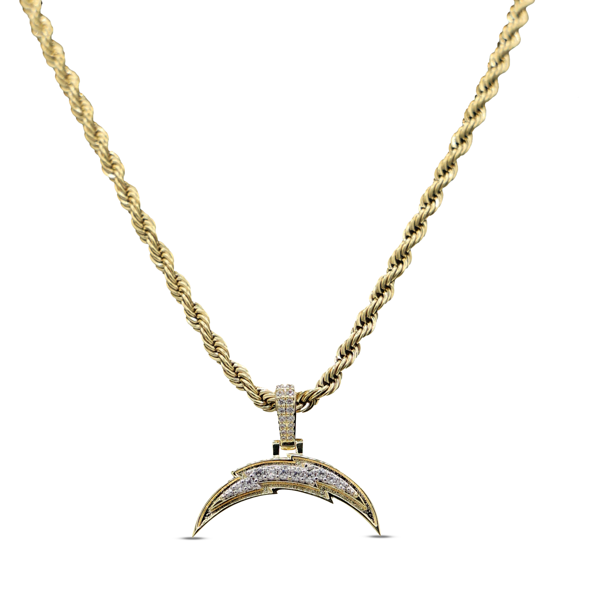 GLD Los Angeles Chargers 18K Yellow Gold Logo Pendant & 20" Rope Chain