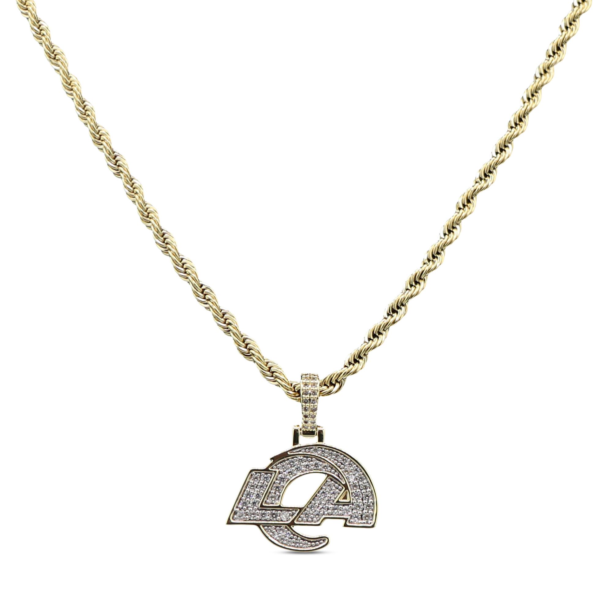 GLD Los Angeles Rams 18K Yellow Gold Logo Pendant & 20" Rope Chain