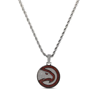 GLD Atlanta Hawks 14K White Gold Logo Pendant & 20" Rope Chain