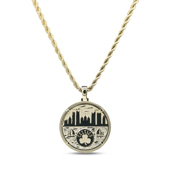 GLD Boston Celtics 18K Yellow Gold Logo Pendant & 20" Rope Chain