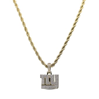 GLD New York Giants 18K Yellow Gold Logo Pendant & 20" Rope Chain