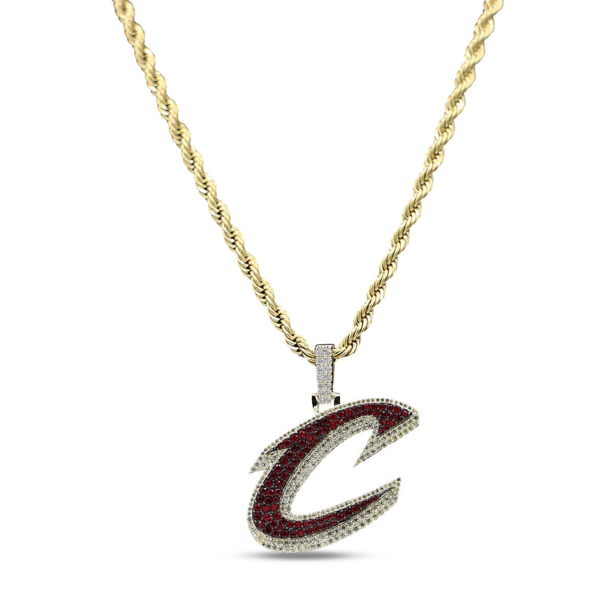 GLD Cleveland Cavaliers 18K Yellow Gold Logo Pendant & 20" Rope Chain