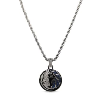 GLD Dallas Mavericks 14K White Gold Logo Pendant & 20" Rope Chain