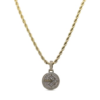 GLD Pittsburgh Steelers 18K Yellow Gold Logo Pendant & 20" Rope Chain