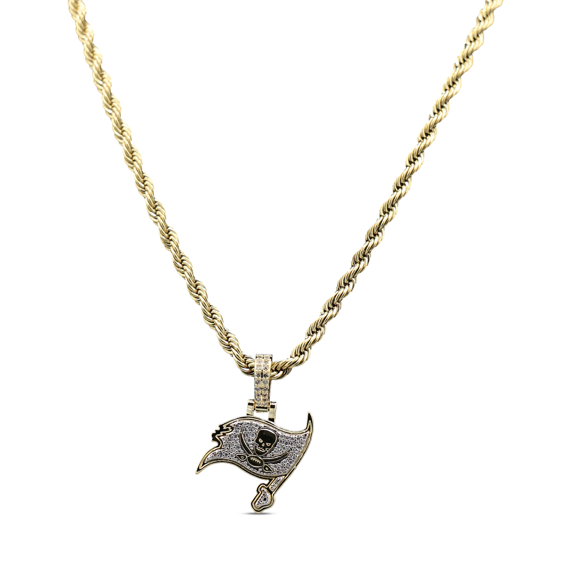 GLD Tampa Bay Buccaneers 18K Yellow Gold Logo Pendant & 20" Rope Chain