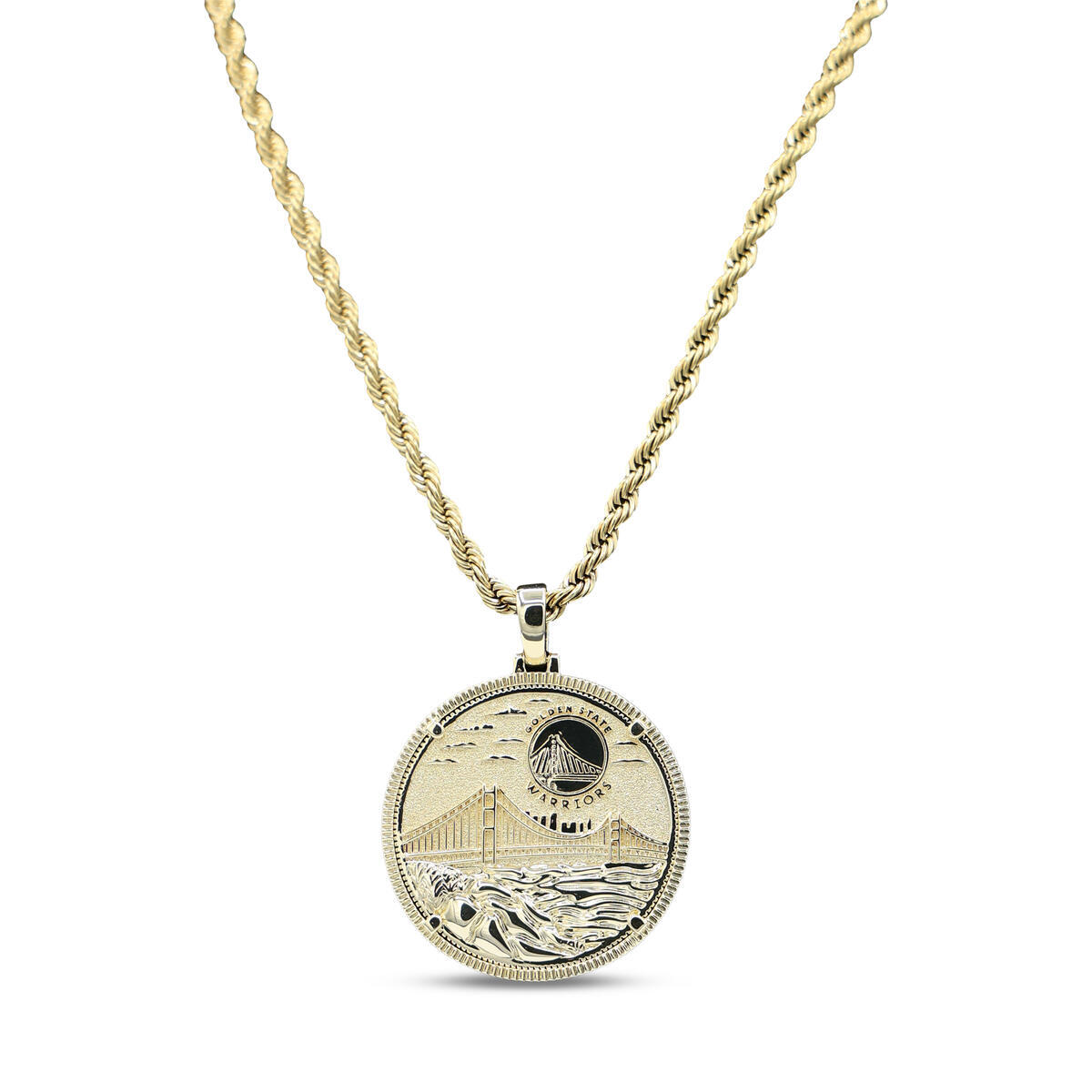 GLD Golden State Warriors 18K Yellow Gold Logo Pendant & 20" Rope Chain