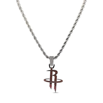 GLD Houston Rockets 14K White Gold Logo Pendant & 20" Rope Chain