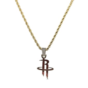 GLD Houston Rockets 18K Yellow Gold Logo Pendant & 20" Rope Chain