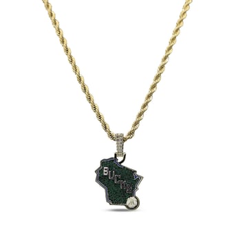 GLD Milwaukee Bucks 18K Yellow Gold Logo Pendant & 20" Rope Chain