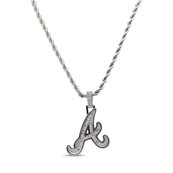 "GLD Atlanta Braves 14K White Gold Logo Pendant & 20"" Rope Chain"