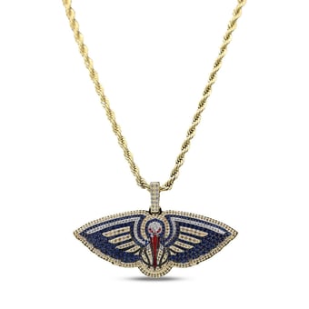 GLD New Orleans Pelicans 18K Yellow Gold Logo Pendant & 20" Rope Chain