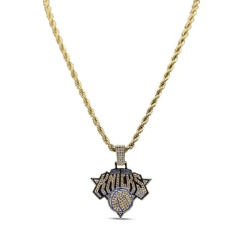 GLD New York Knicks 18K Yellow Gold Logo Pendant & 20" Rope Chain