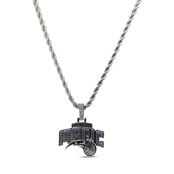 GLD Orlando Magic 14K White Gold Logo Pendant & 20" Rope Chain