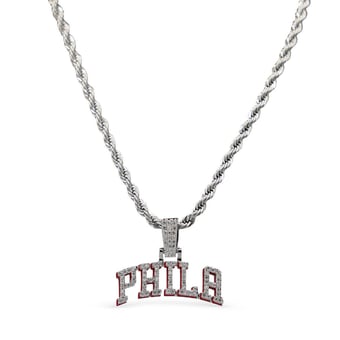 GLD Philadelphia 76ers 14K White Gold Logo Pendant & 20" Rope Chain