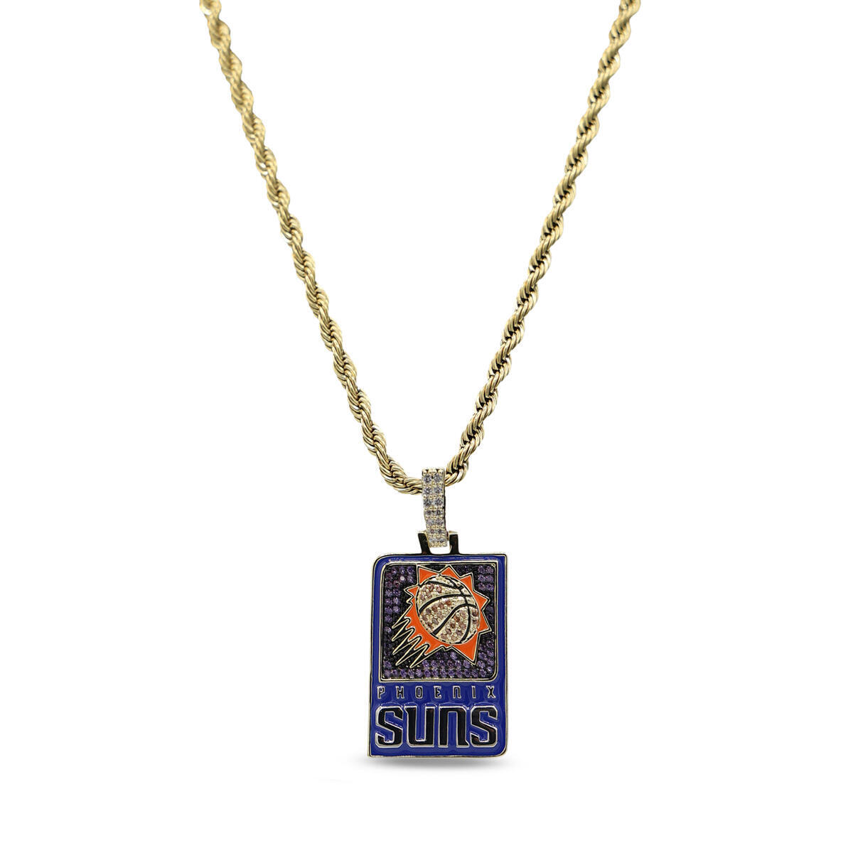 GLD Phoenix Suns 18K Yellow Gold Logo Pendant & 20" Rope Chain