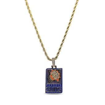 GLD Phoenix Suns 18K Yellow Gold Logo Pendant & 20" Rope Chain