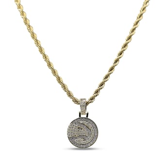 GLD Atlanta Hawks 18K Yellow Gold Logo Pendant & 20" Rope Chain