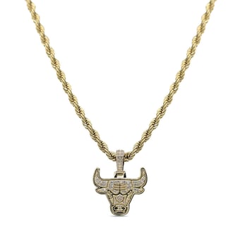 GLD Chicago Bulls 18K Yellow Gold Logo Pendant & 20" Rope Chain