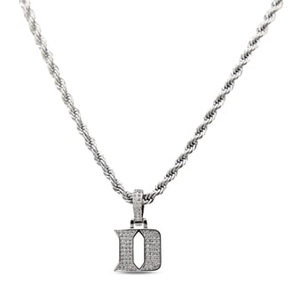 GLD Duke Blue Devils 14K White Gold Logo Pendant & 20" Rope Chain