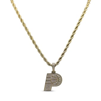 GLD Indiana Pacers 18K Yellow Gold Logo Pendant & 20" Rope Chain