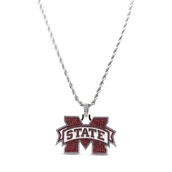 "GLD Mississippi State Bulldogs 14K White Gold Logo Pendant & 20"" Rope Chain"