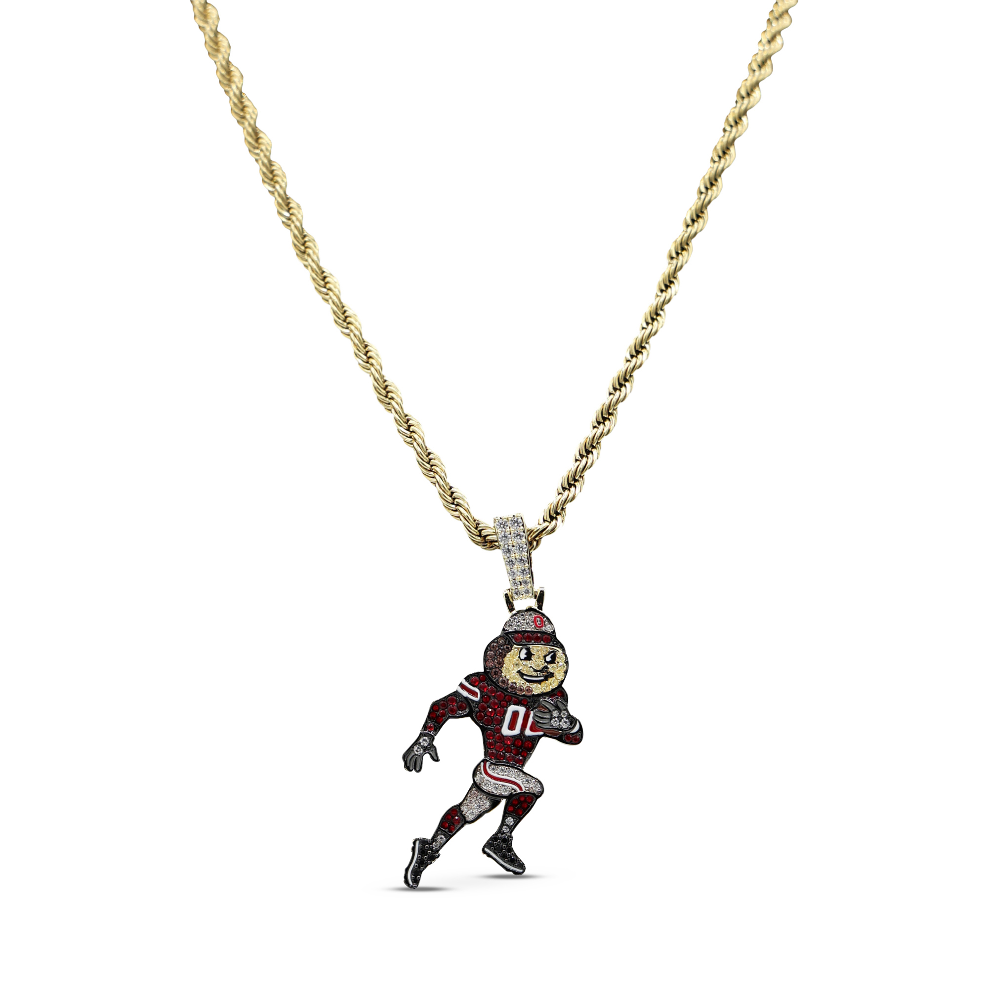 GLD Ohio State Buckeyes 18K Yellow Gold Logo Pendant & 20" Rope Chain