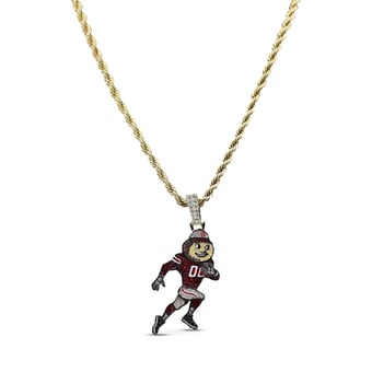 GLD Ohio State Buckeyes 18K Yellow Gold Logo Pendant & 20" Rope Chain
