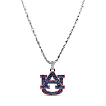 GLD Auburn Tigers 14K White Gold Logo Pendant & 20" Rope Chain