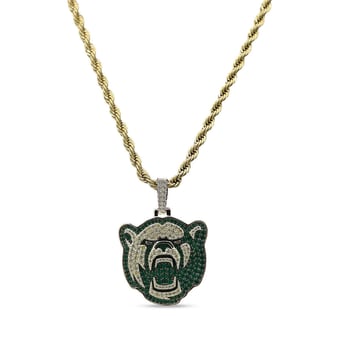 GLD Baylor Bears 18K Yellow Gold Logo Pendant & 20" Rope Chain