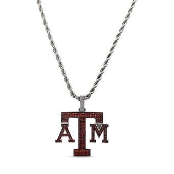 "GLD Texas A&M Aggies 14K White Gold Logo Pendant & 20"" Rope Chain"