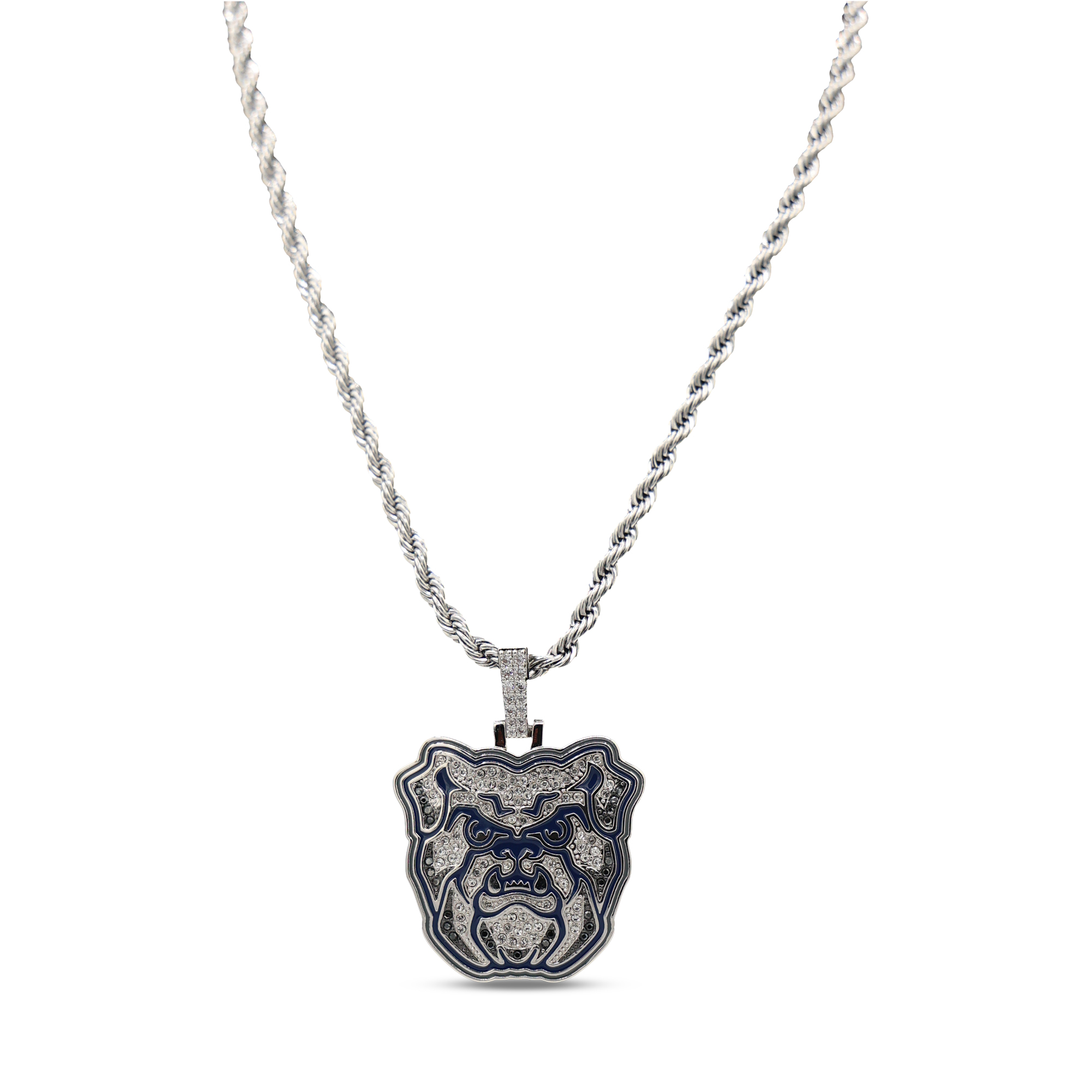 GLD Butler Bulldogs 14K White Gold Logo Pendant & 20" Rope Chain