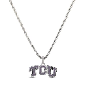GLD TCU Horned Frogs 14K White Gold Logo Pendant & 20" Rope Chain
