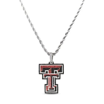 GLD Texas Tech Red Raiders 14K White Gold Logo Pendant & 20" Rope Chain