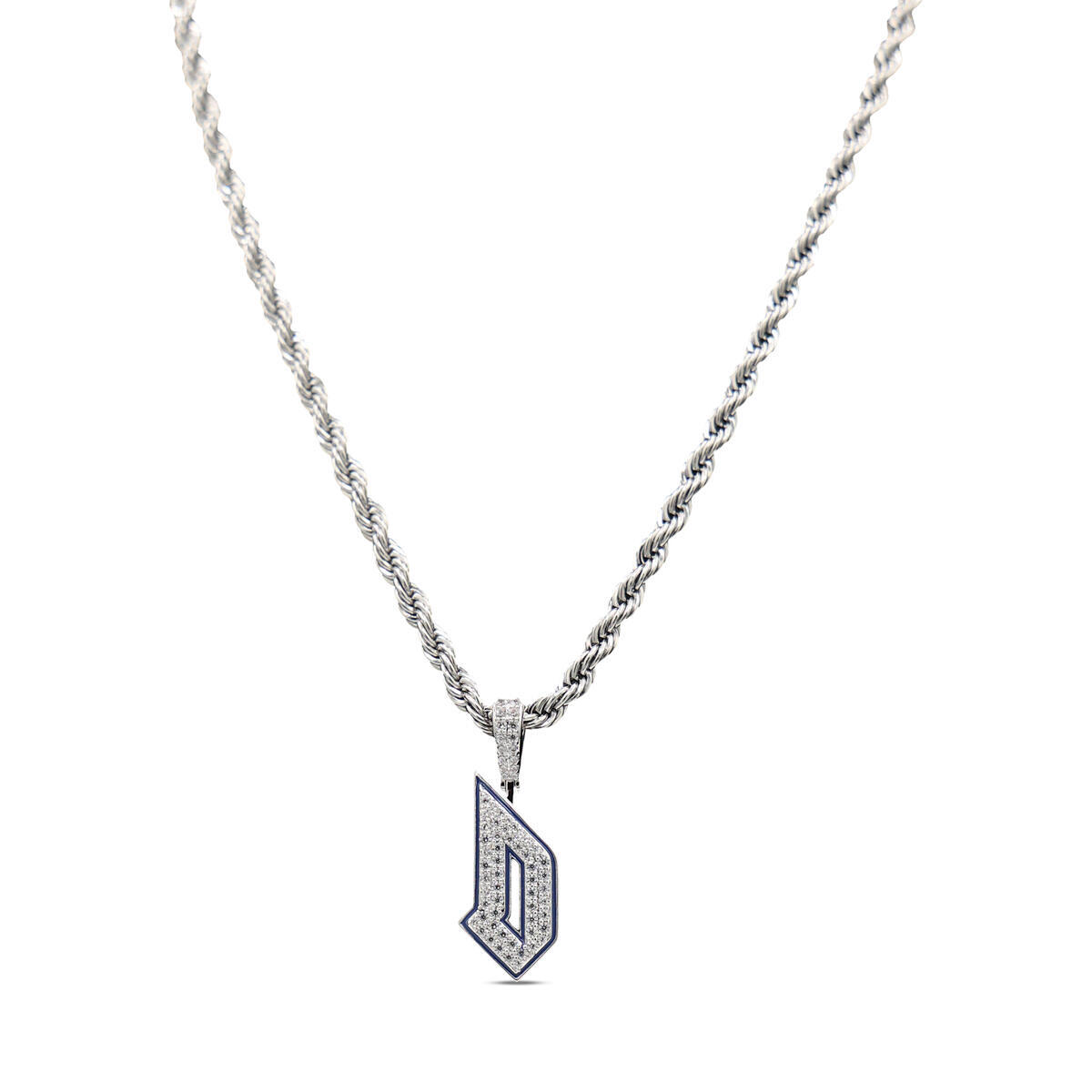 GLD Duquesne Dukes 14K White Gold Logo Pendant & 20" Rope Chain