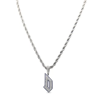 GLD Duquesne Dukes 14K White Gold Logo Pendant & 20" Rope Chain