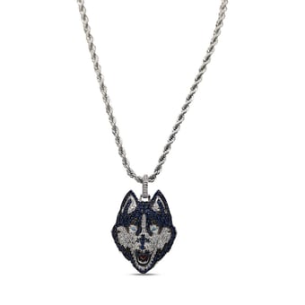 GLD UConn Huskies 14K White Gold Logo Pendant & 20" Rope Chain