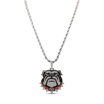 "GLD Georgia Bulldogs 14K White Gold Logo Pendant & 20"" Rope Chain"